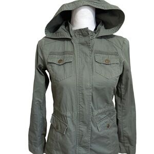 Girls Full Tilt Olive Utility Jacket with Hood